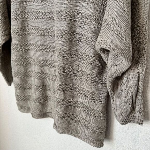 Tahari Tan 100% Linen Open Knit Dolman Sleeve Sweater - Size M - EUC - Picture 2 of 5